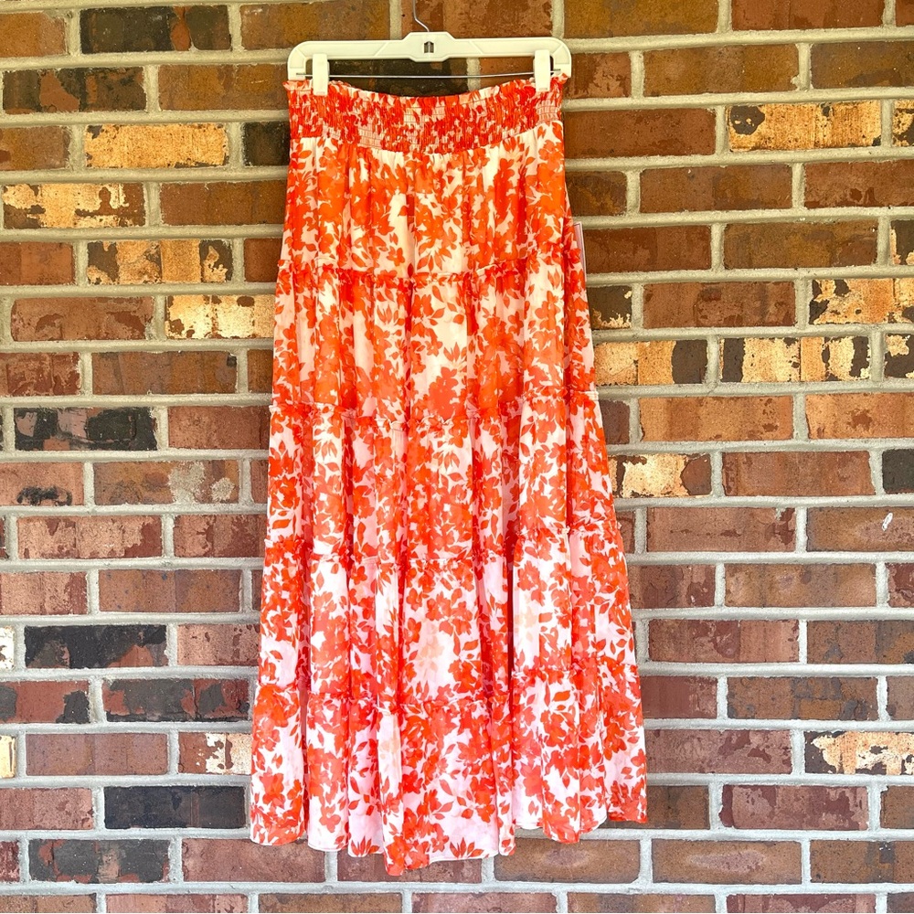 1. State New Floral Orange and White Maxi Skirt Size Medium - Picture 4 of 4
